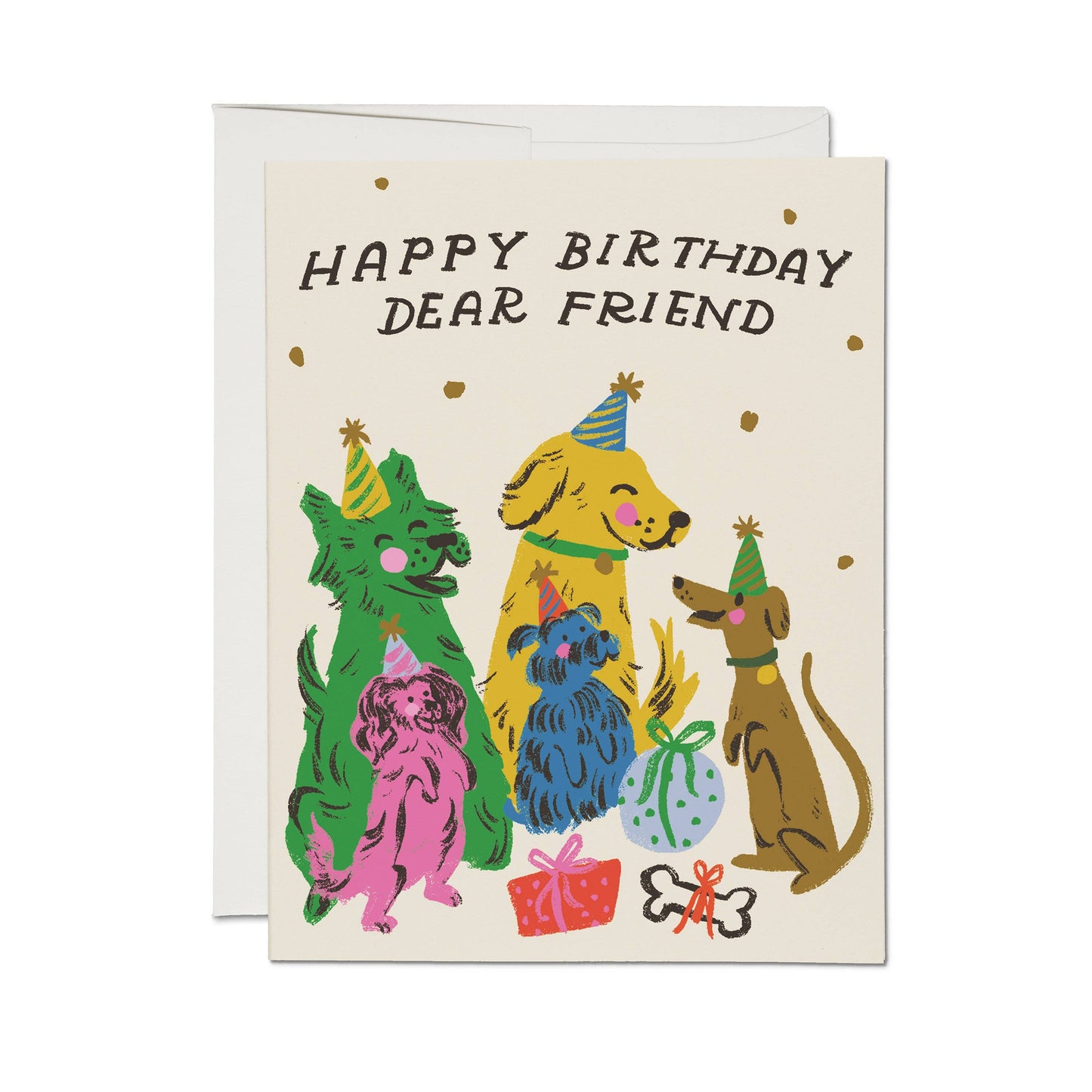 Red Cap Cards - Puppy Party greeting card: Single