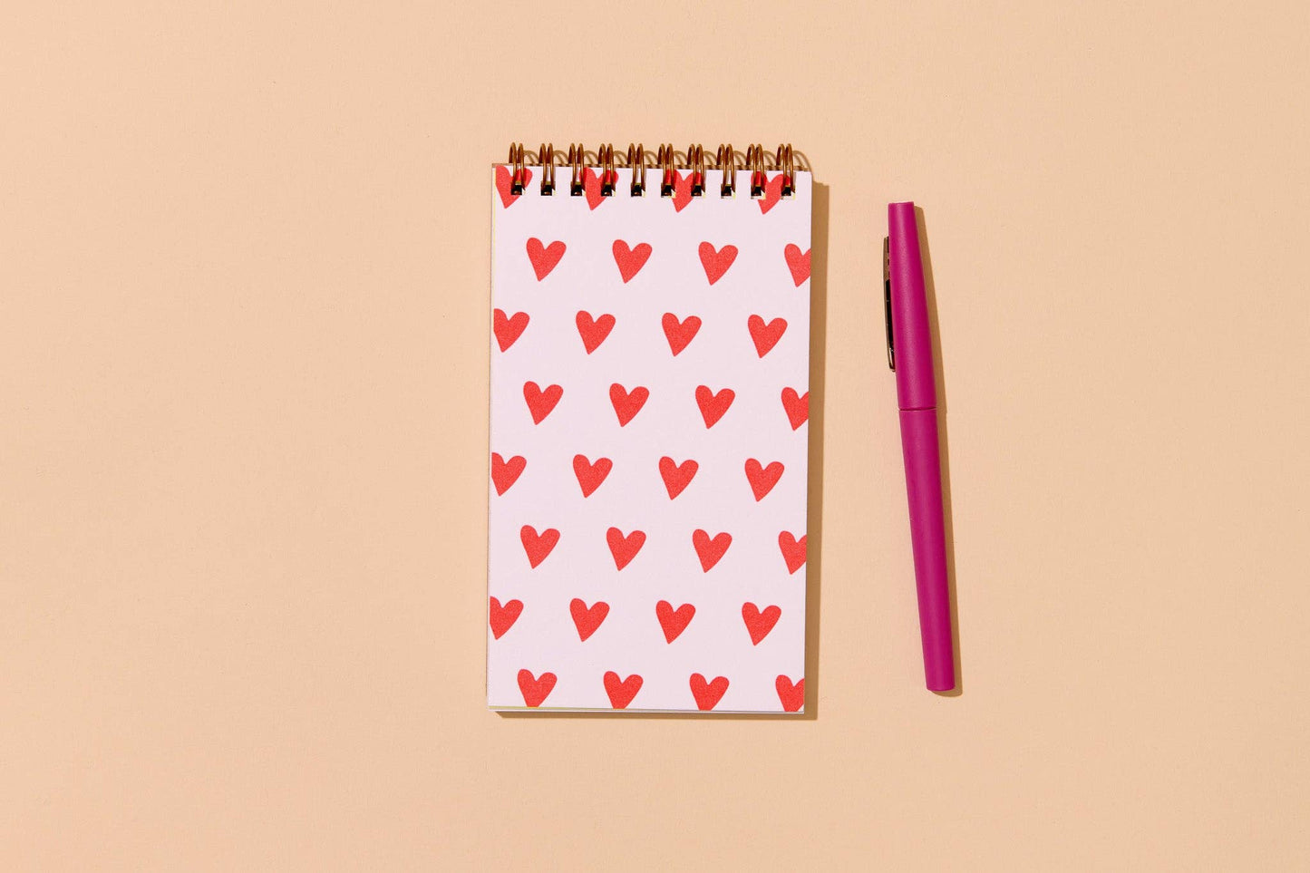 And Here We Are - Hearts Letterpress Spiral Pocket Size Notebook - Made in USA