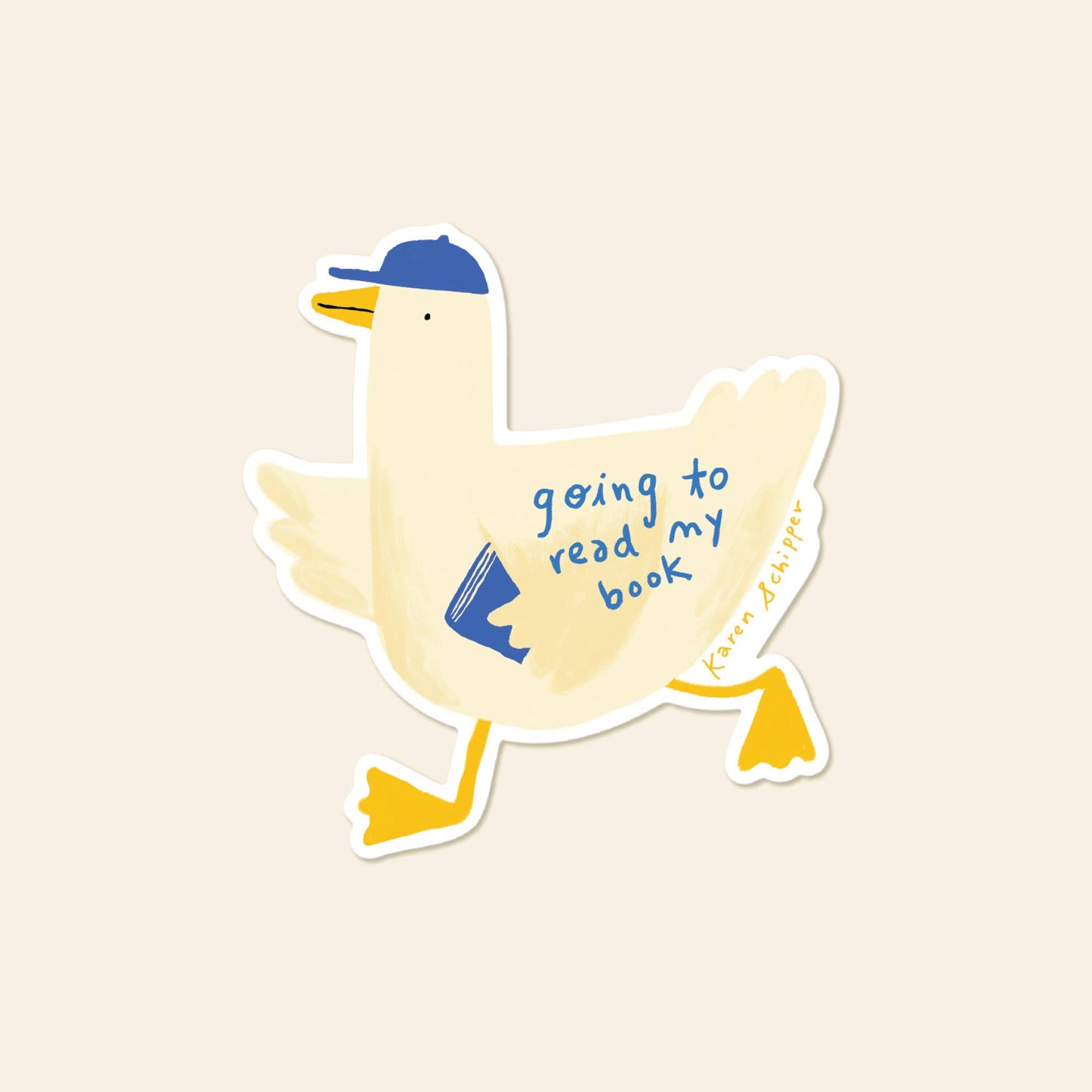 Karen Schipper - Duck Reader Sticker – Cute Book Sticker
