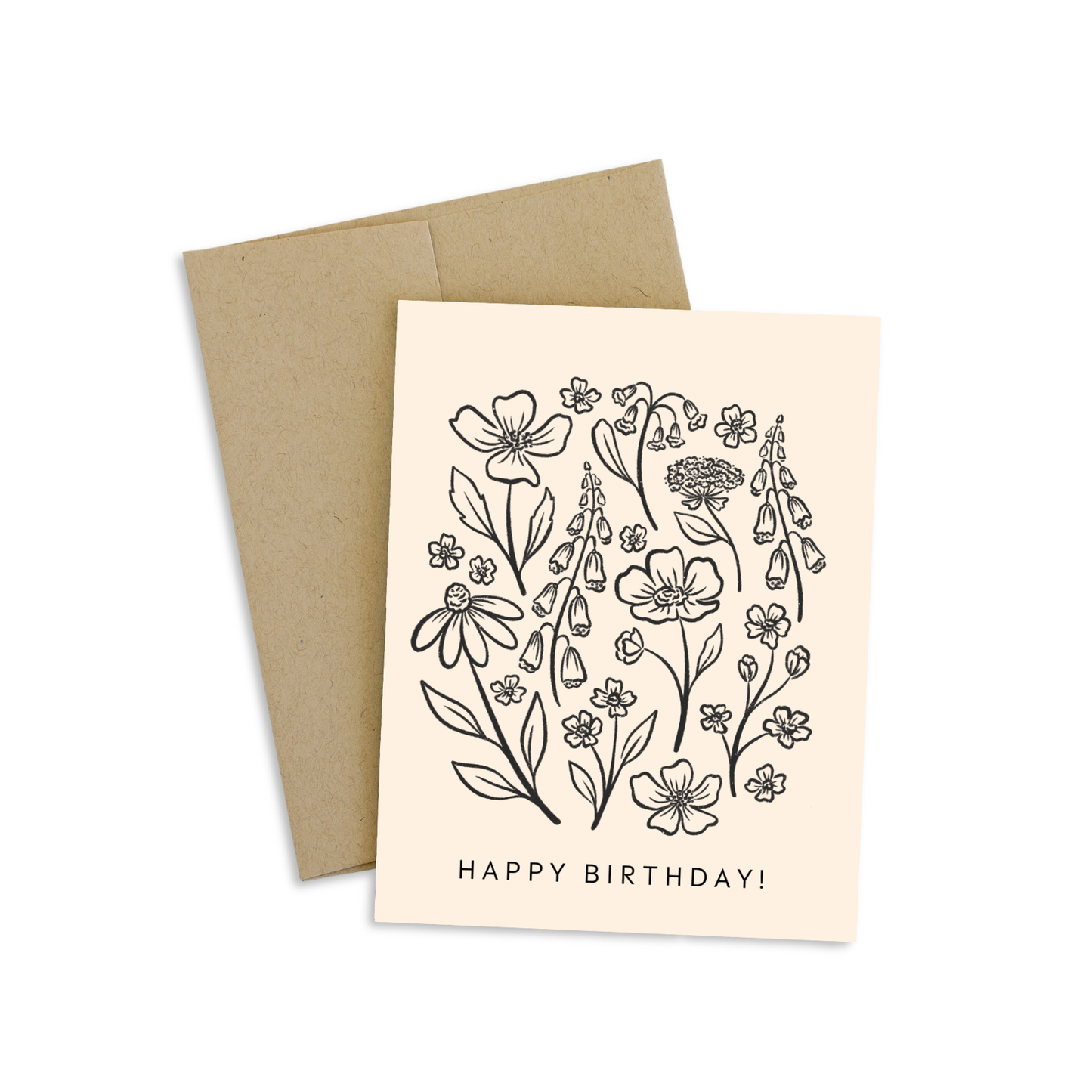 Elyse Breanne Design - Ivory Pressed Florals Birthday Greeting Card