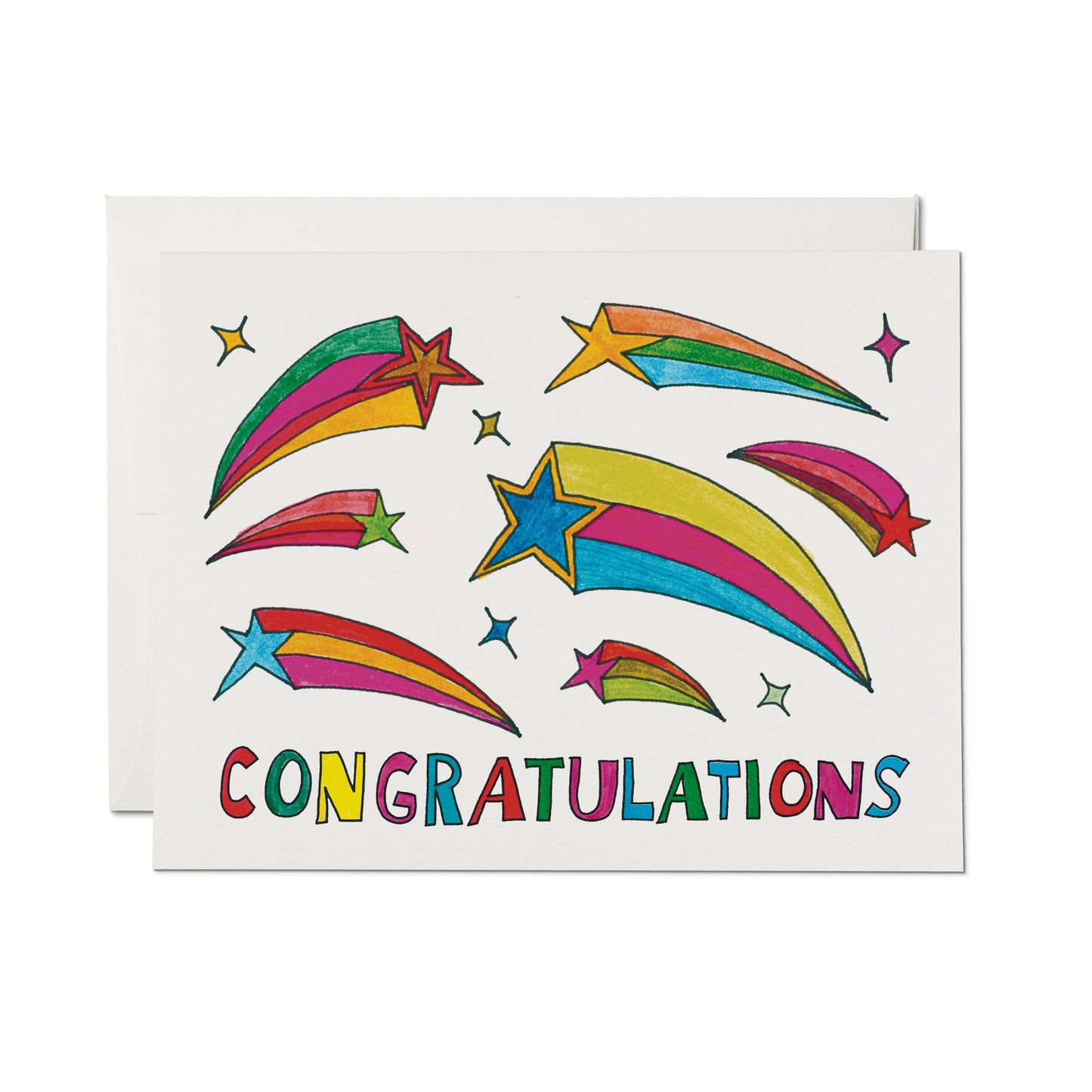Red Cap Cards - Shooting Star Congrats greeting card: Single