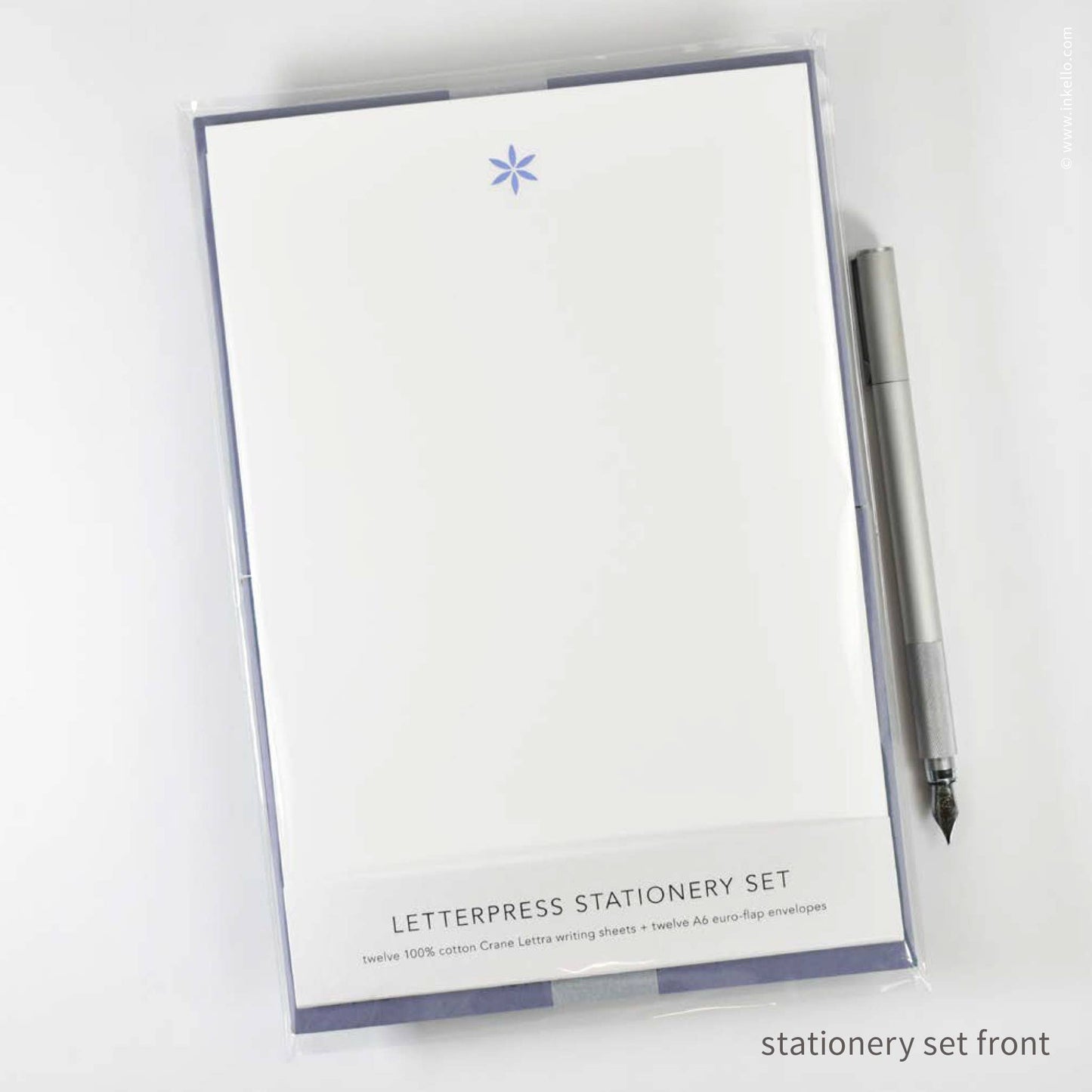 Inkello Letterpress - Stationery Set with Little Periwinkle Flower (#472)