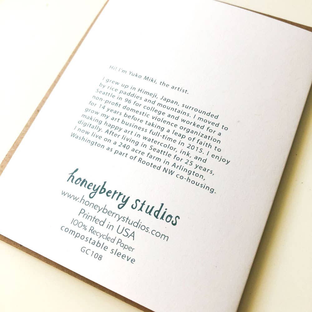 Honeyberry Studios - House Finch & Red Pear Christmas Greeting Card : Individual
