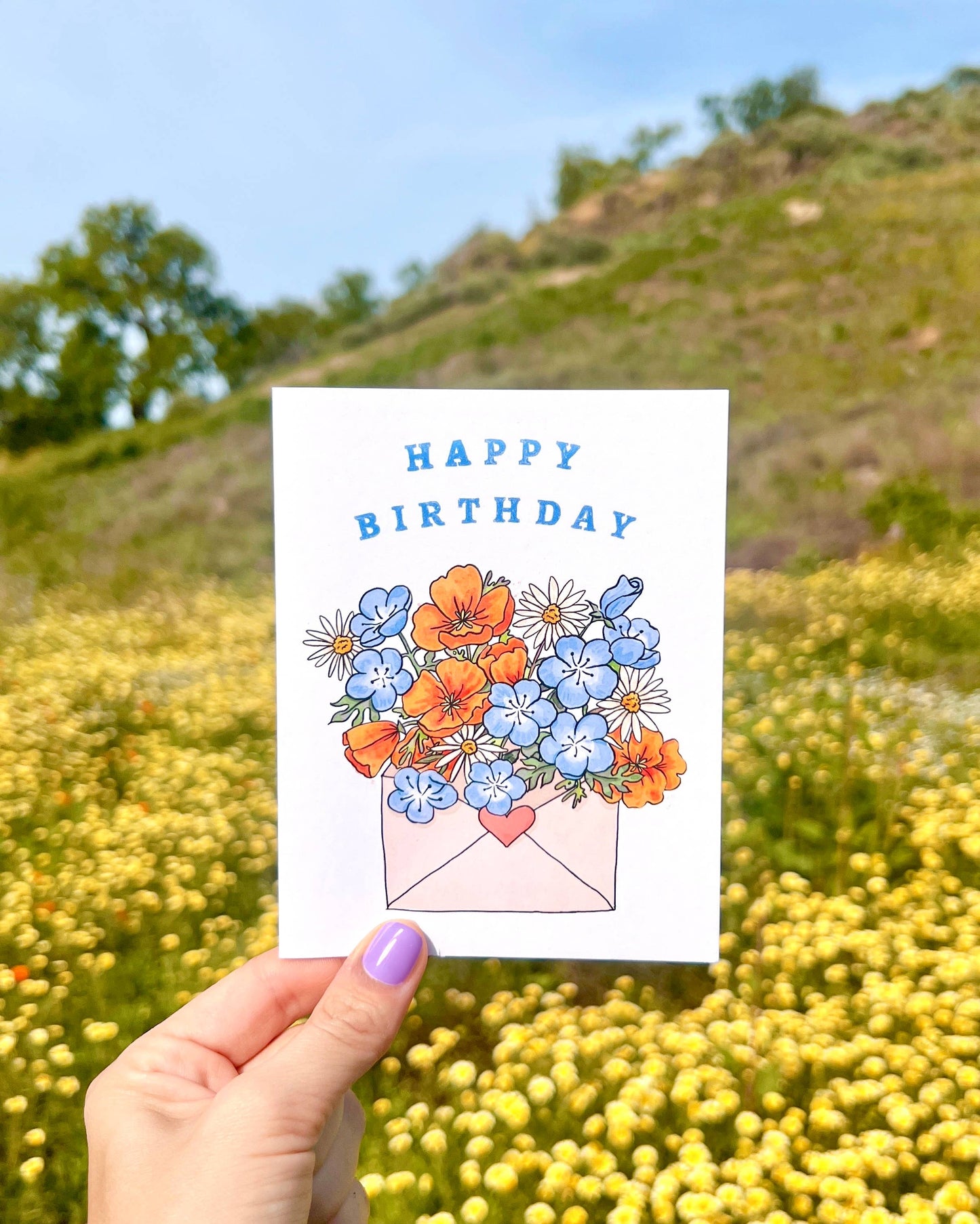 Brenna Daugherty Illustration - California Wildflowers Envelope Birthday Card