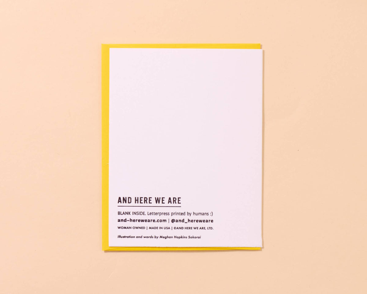 And Here We Are - Letterpress New Baby Card—Oh Baby Baby (Stork, Colorful)