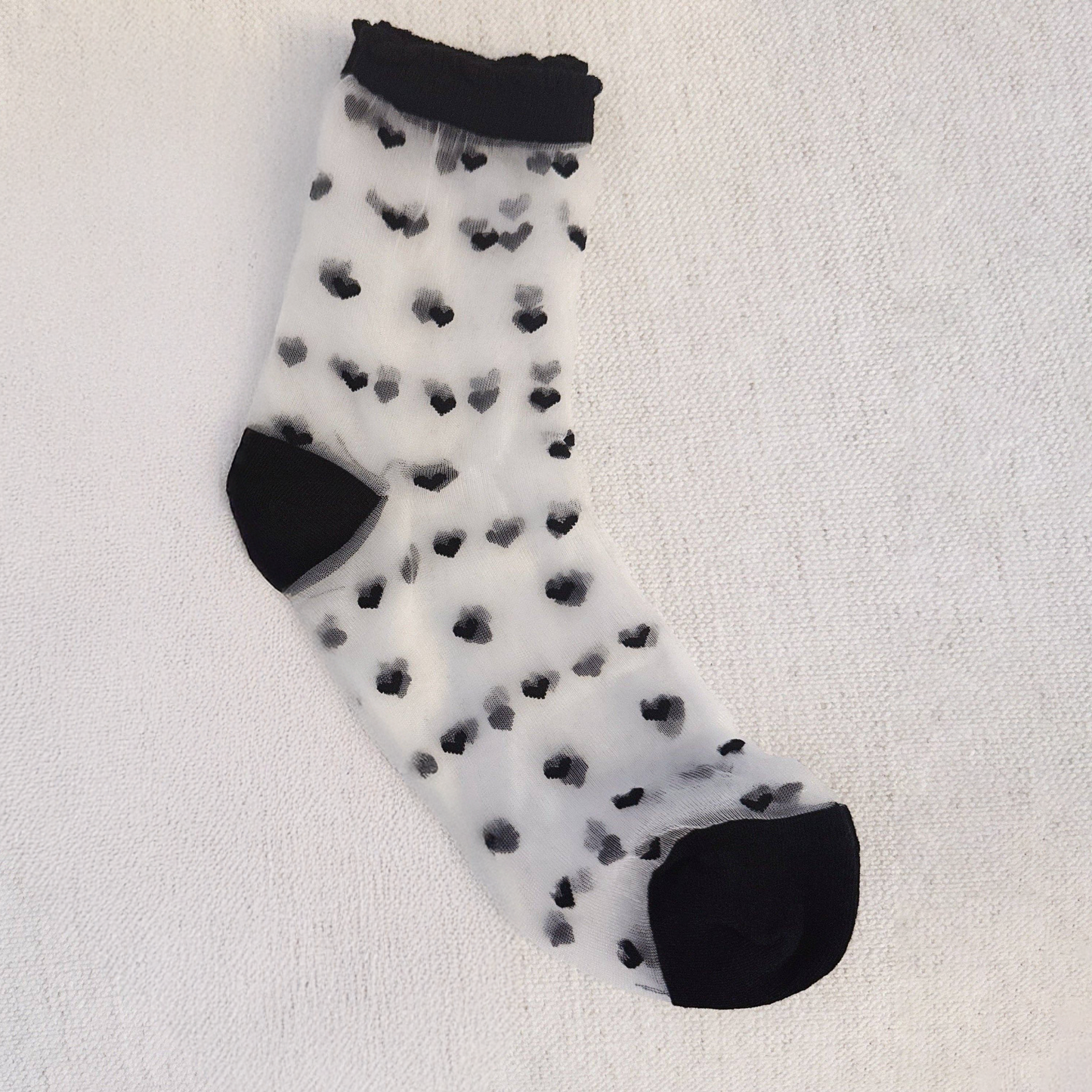 Ellison+Young - Black Sweet Hearts Sheer Socks