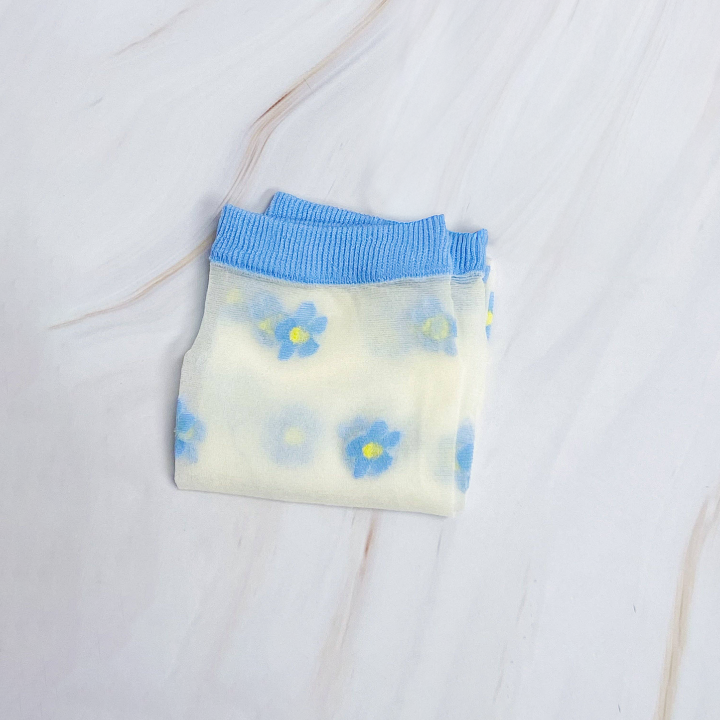 Ellison+Young - Blue Mini Flower Sheer Socks