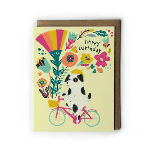 Honeyberry Studios - Dog on Bicycle Birthday Greeting Card