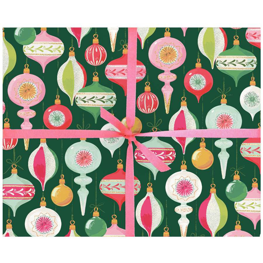 Smudge Ink - Vintage Ornaments Gift Wrap: 3 Sheets per Roll