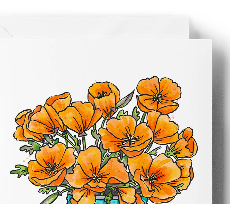 Brenna Daugherty Illustration - California Poppy Bouquet Card