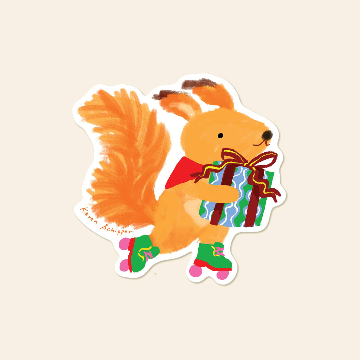 Karen Schipper - Squirrel Gift Sticker - Birthday Squirrel Vinyl Sticker