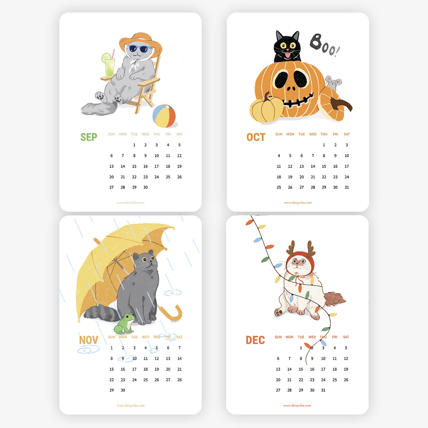 Daisy Vibe - Cat Calendar 2026