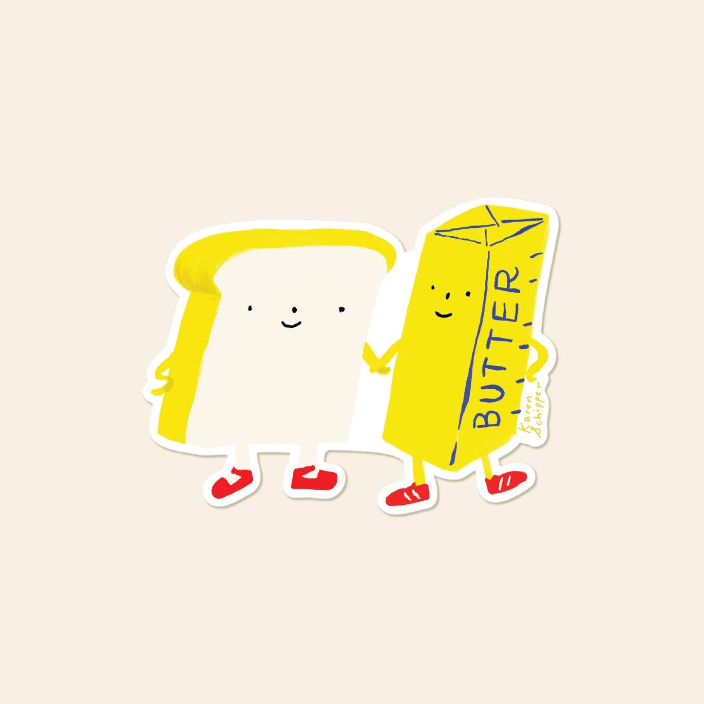 Karen Schipper - Bread and Butter Sticker – Cute Food Vinyl Sticker