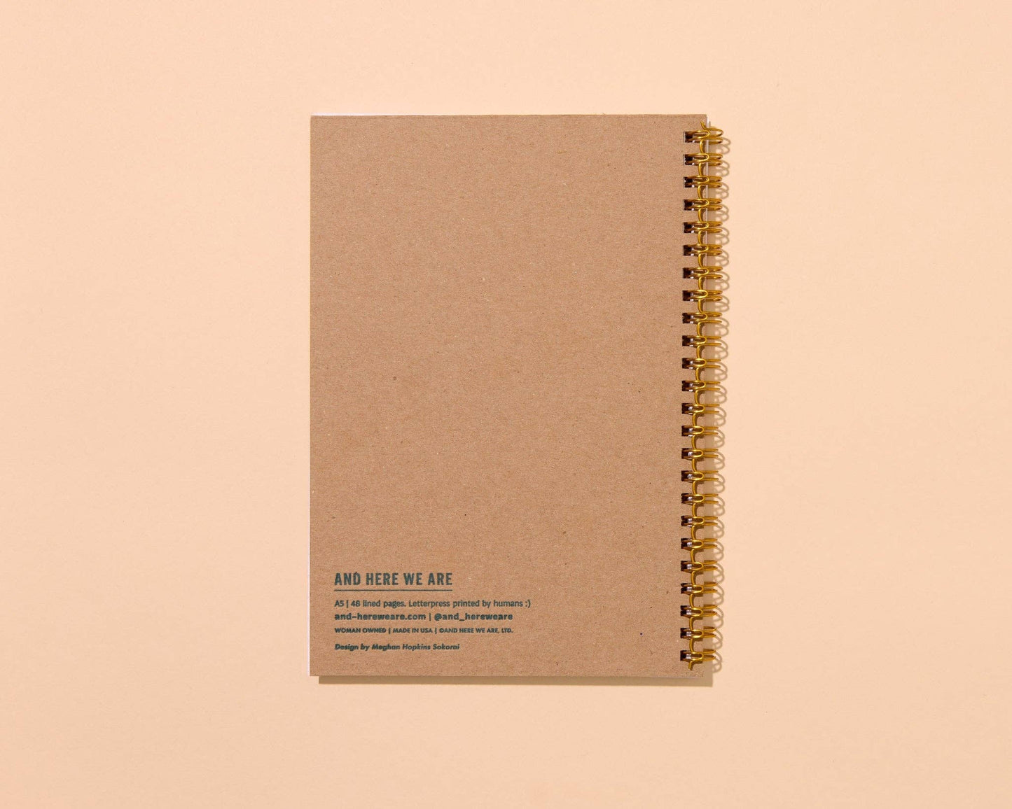 And Here We Are - Strawberry Letterpress Spiral Notebook - Made in USA