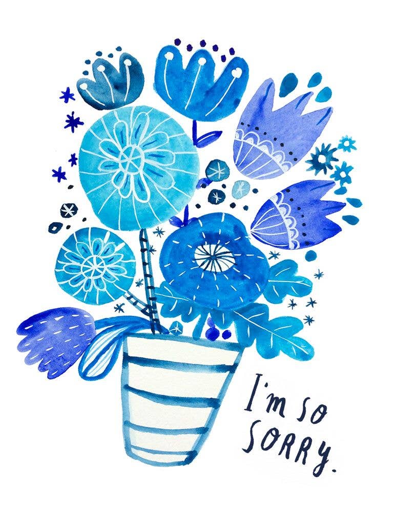 Honeyberry Studios - Blue Bouquet Sympathy Greeting Card