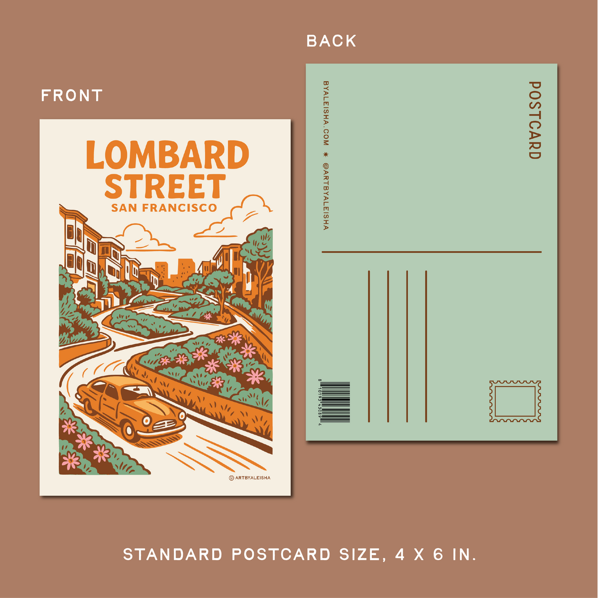 By Aleisha - San Francisco Lombard Street Retro Postcard