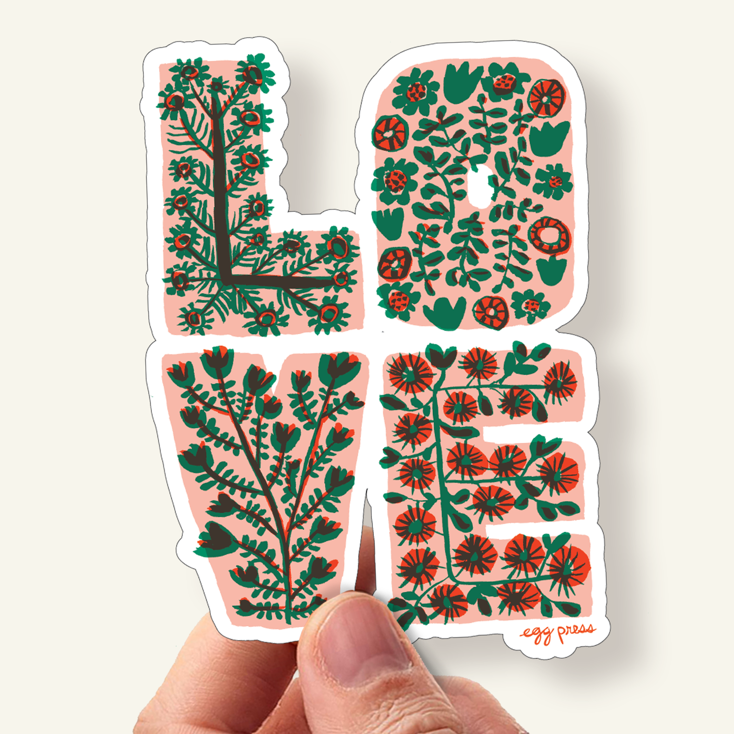 Egg Press - Floral Love Letters Vinyl Sticker