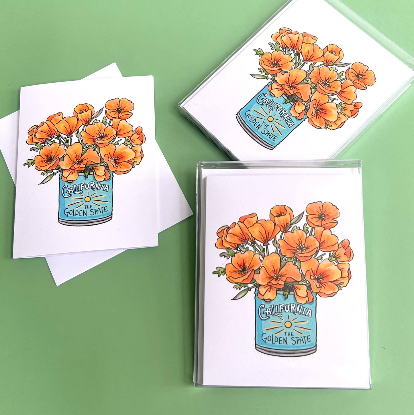 Brenna Daugherty Illustration - California Poppy Bouquet Card