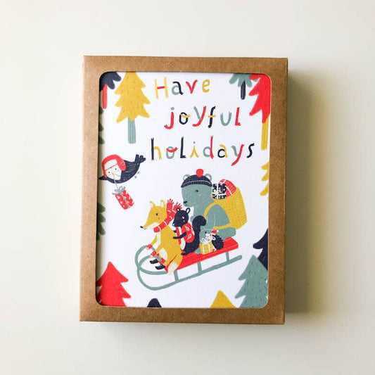 Honeyberry Studios - Joyful Woodland Animals Holiday Greeting Card