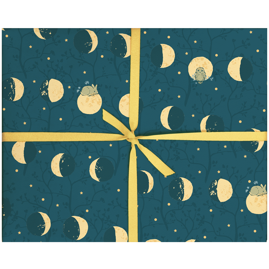 Smudge Ink - Moonlight Animals Gift Wrap (e.b. goodale): 3 Sheets per Roll