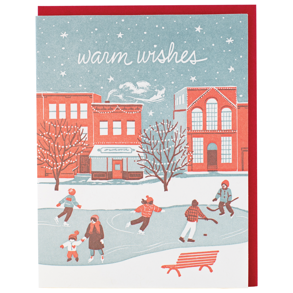 Smudge Ink - City Ice Skating Holiday Card: Box of 8 Cards