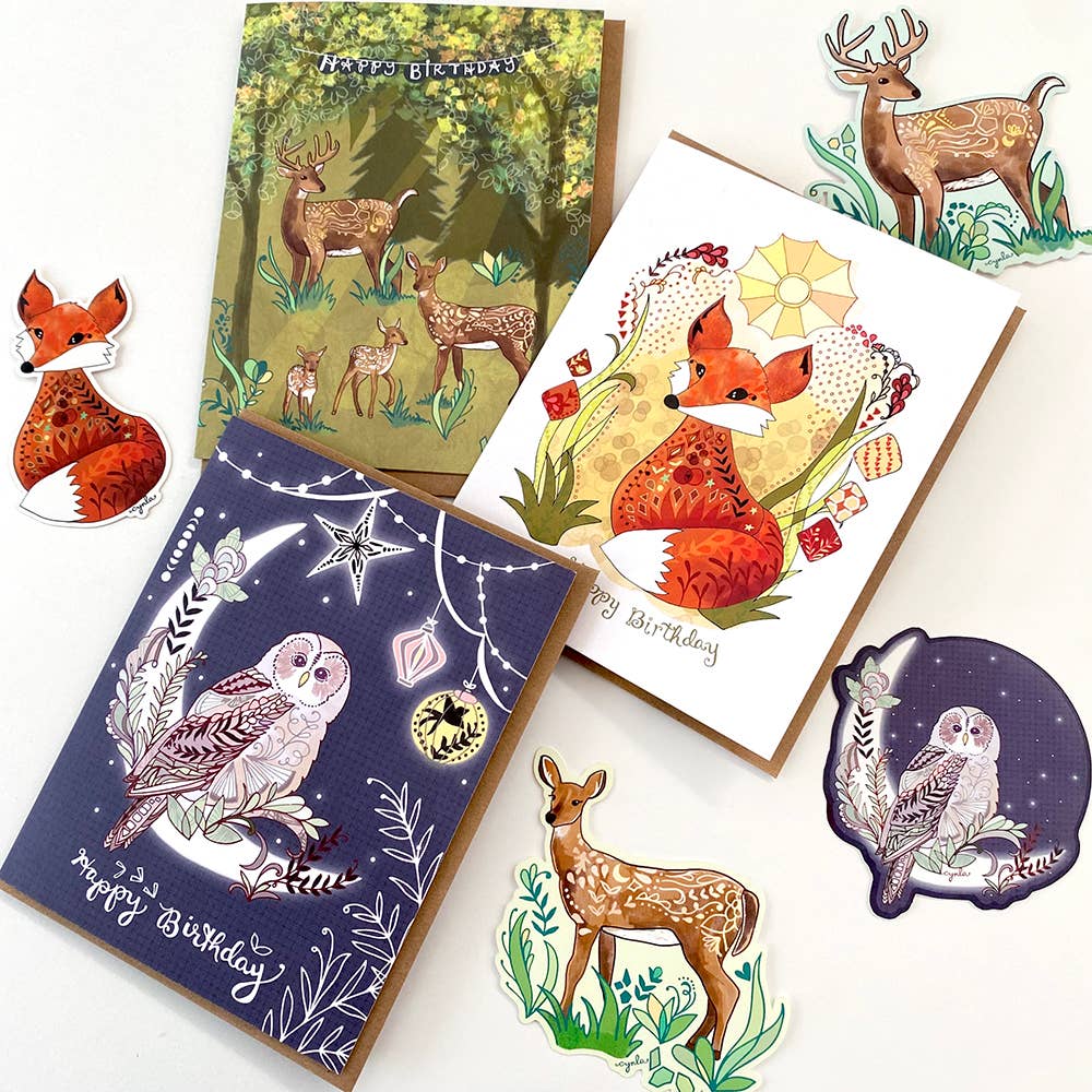 Cynla - Sun Fox Birthday Card