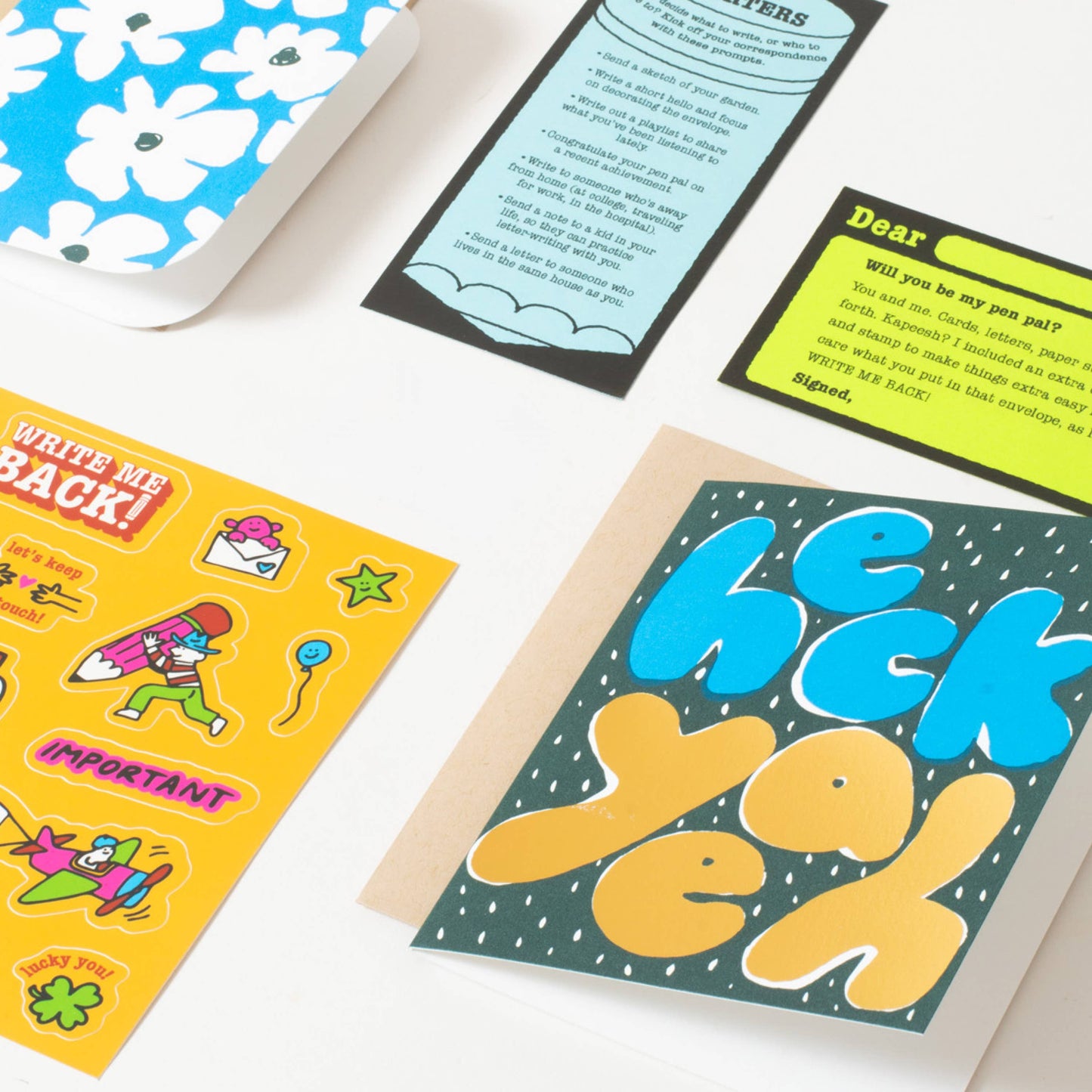 Egg Press - Heck Yeah + Flower Letter Writing Write Me Back Pen Pal Kit