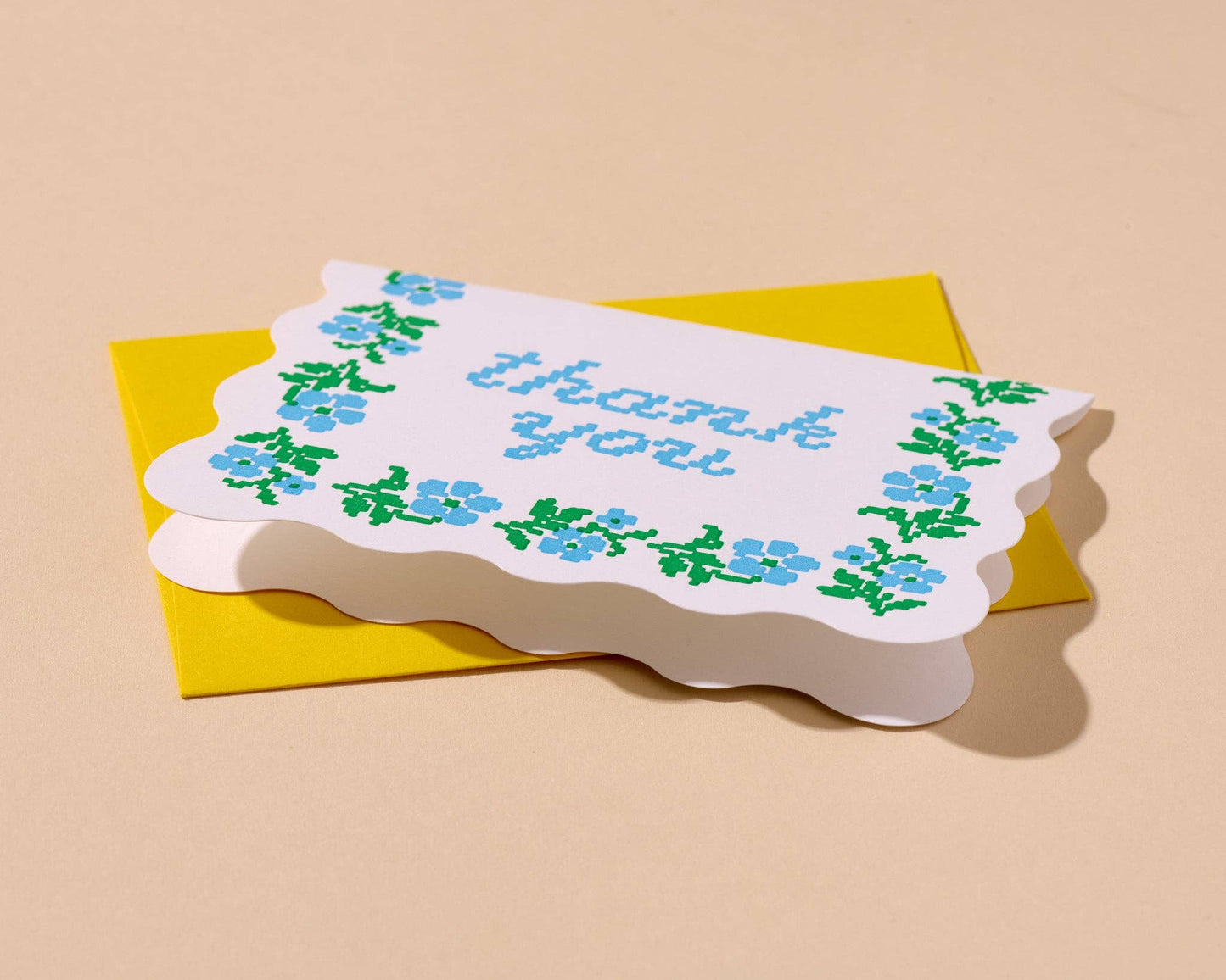 And Here We Are - Letterpress Thank You Notecards—Floral Crossstitch