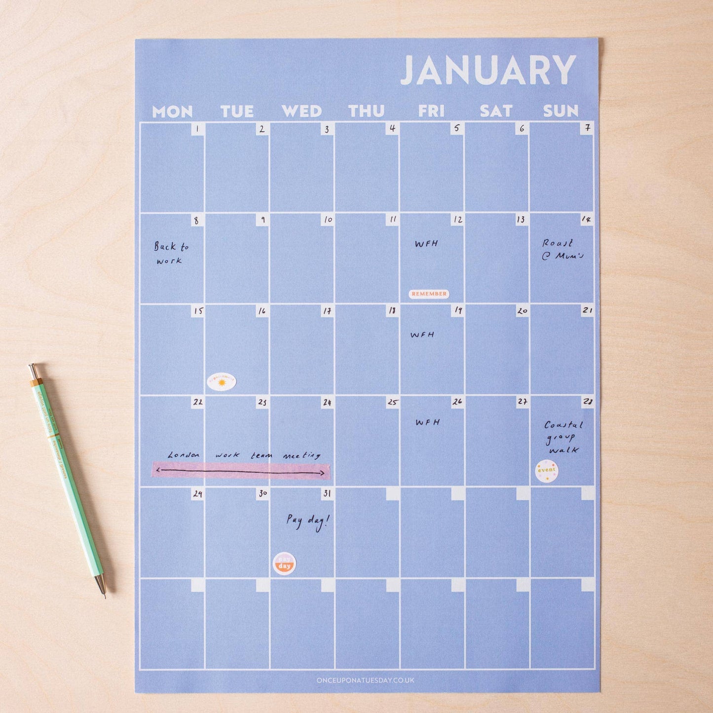 Good Tuesday (Once Upon a Tuesday) - Monthly Undated A3 Wall Planner | 12 Pages | Peachy Hues