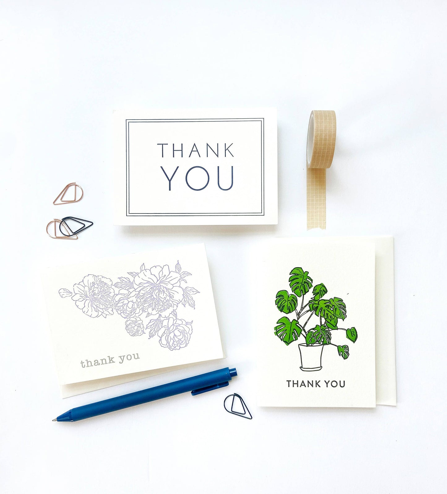Steel Petal Press - Monstera Thanks - Letterpress Thank You Greeting Card: Single card