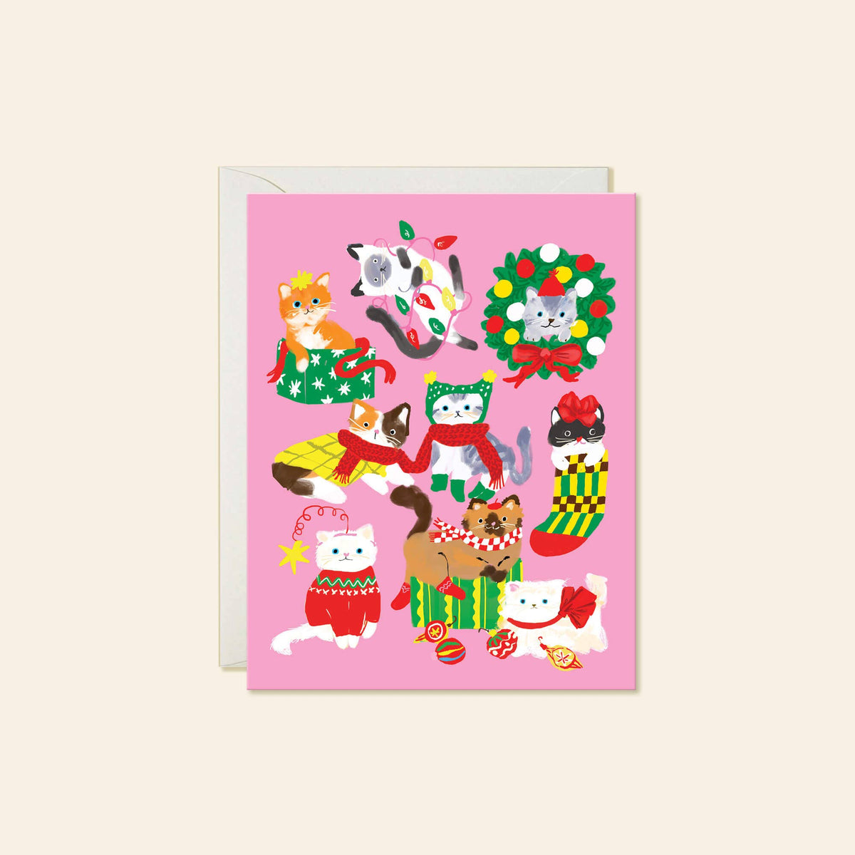 Karen Schipper - Christmas Cats – Whimsical Cat Lover Holiday Greeting Card