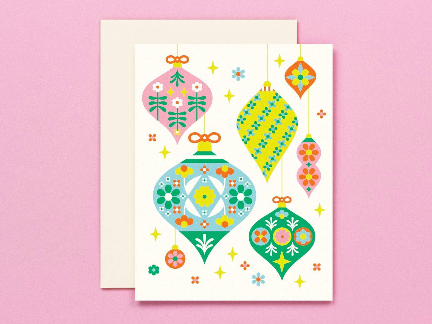 My Darlin' - Flornaments - Retro Floral Ornaments Holiday Card