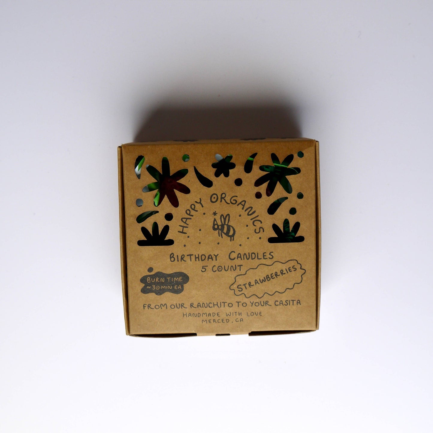 Happy Organics - Beeswax Strawberry Birthday Candles: 5