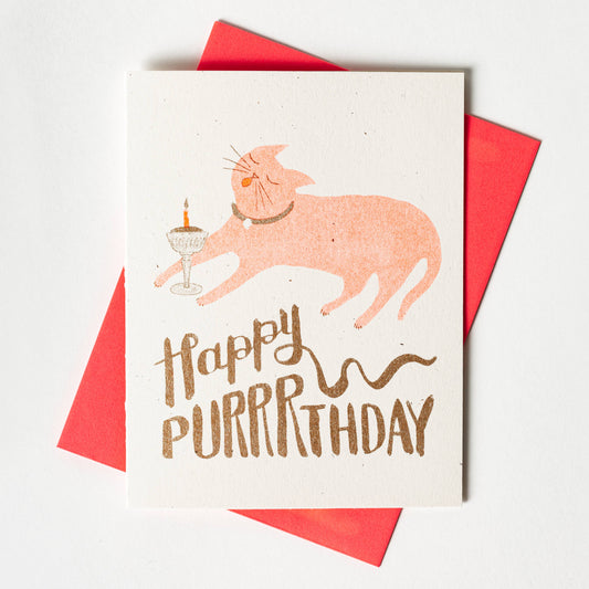 Bromstad Printing Co. - Happy Purrrthday - Risograph Card