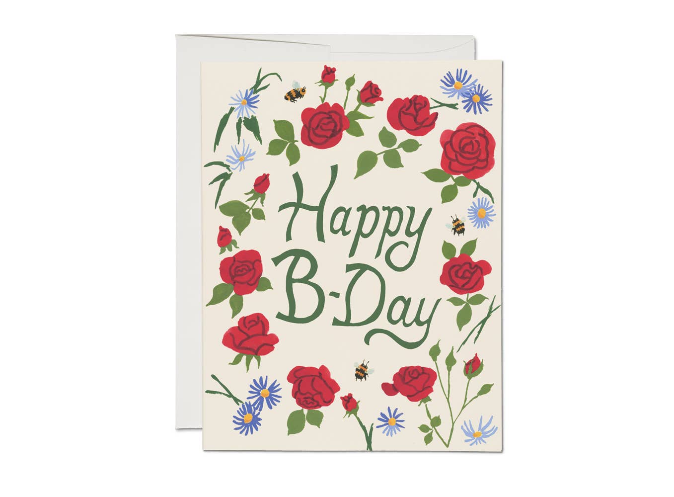 Red Cap Cards - Blooming Roses birthday greeting card
