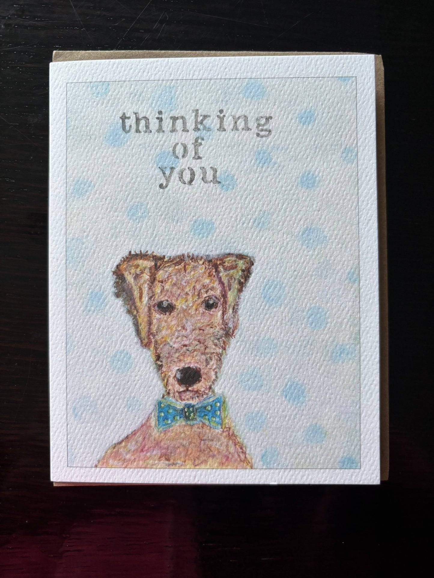 Bernie Street Studios - Thinking of you terrier in bow tie dog card