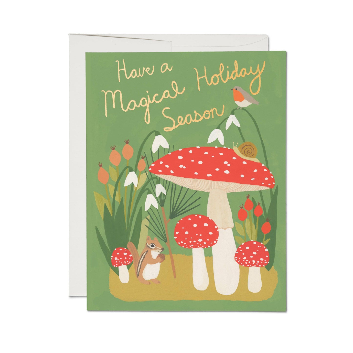 Red Cap Cards - Forest Critters Holiday Greeting Card