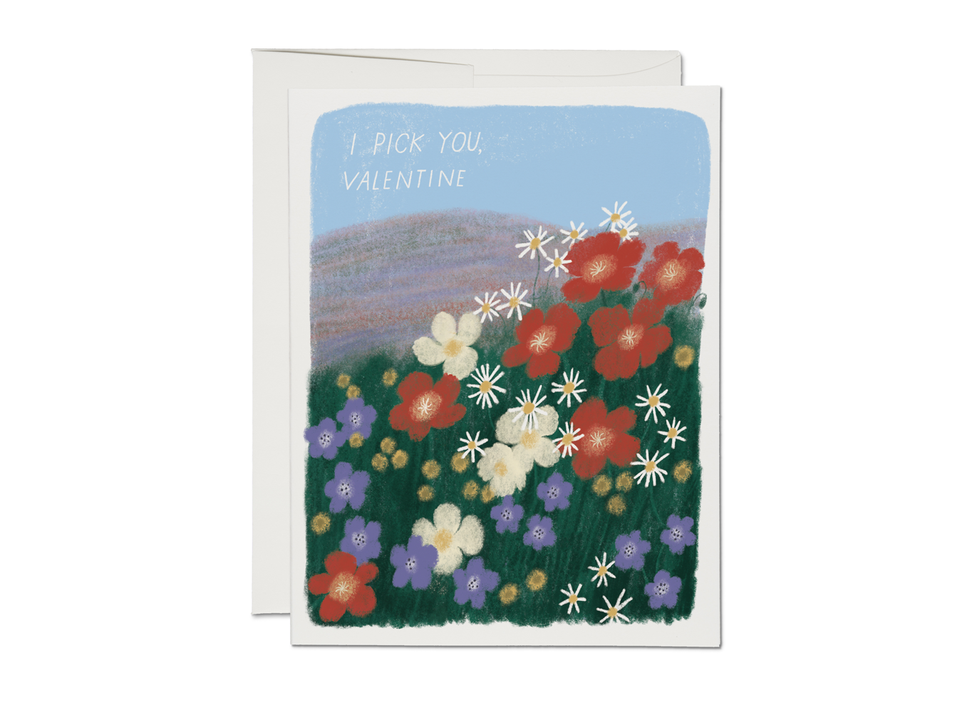 Red Cap Cards - Picking Flowers Valentine's Day greeting card