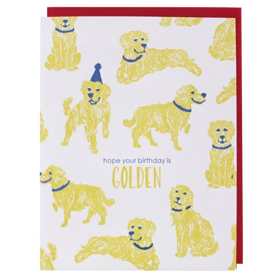 Smudge Ink - Golden Retriever Birthday Card
