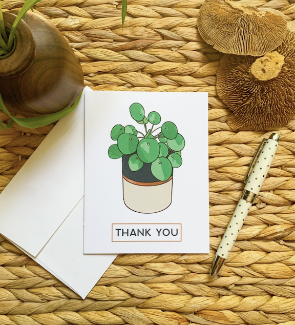 Bean Horse Car - Thank You - Pilea Greeting Card