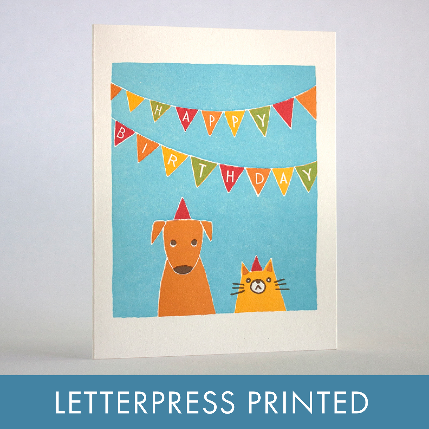 Fugu Fugu - Cat & Dog Bday Letterpress Greeting Card