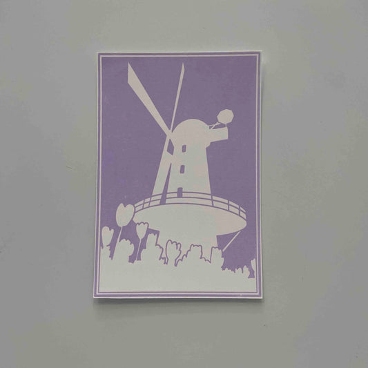 Anne Breedlove - GG Park Windmill Postcard - Purple - A6