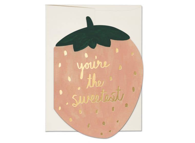 Red Cap Cards - Strawberry love greeting card: Singles
