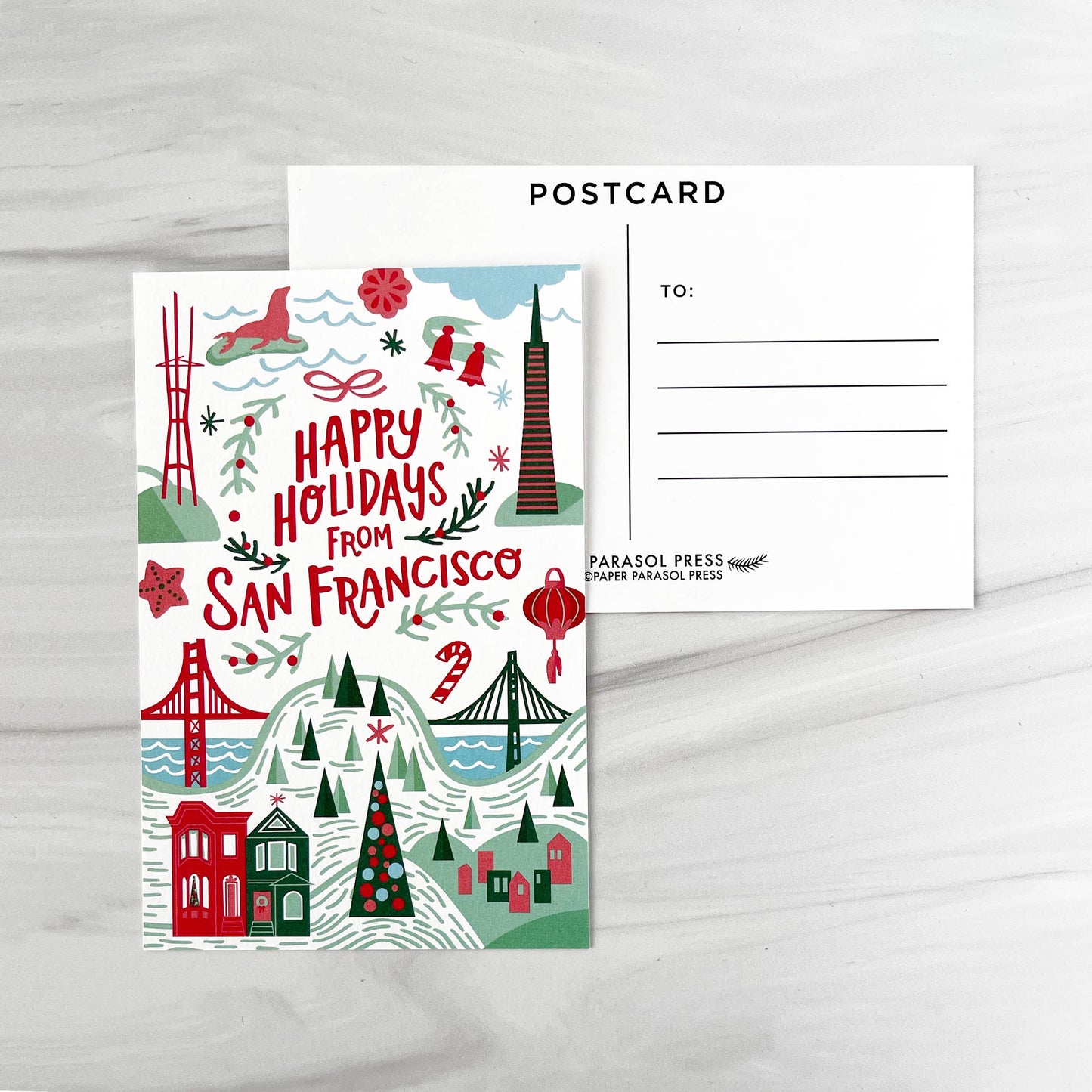 Paper Parasol Press - San Francisco Holiday Postcard