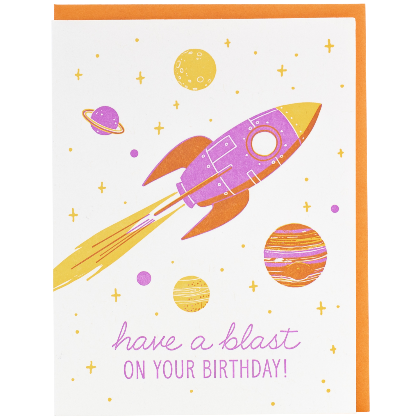 Smudge Ink - Rocket Ship Birthday Card