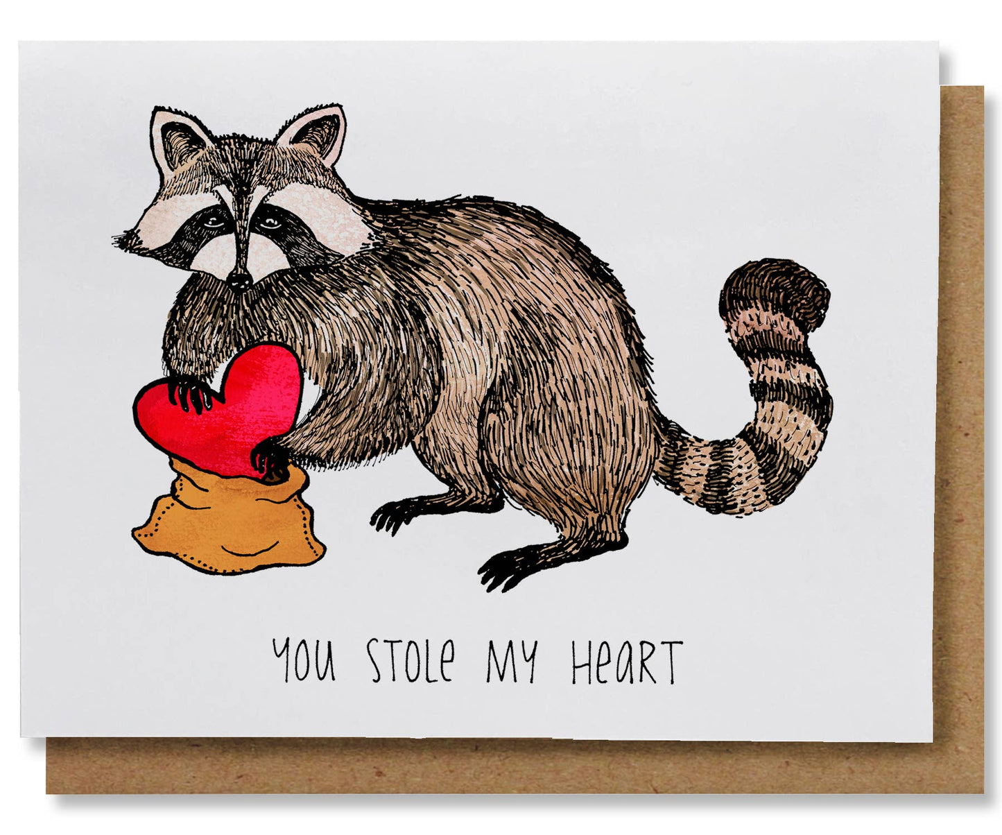 NANU Studio - You Stole My Heart - Illustrated Funny Raccoon Pun Love Card