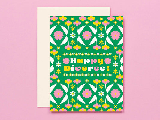 My Darlin' - Happy Divorce - Folksy Retro Floral Pattern Divorce Card
