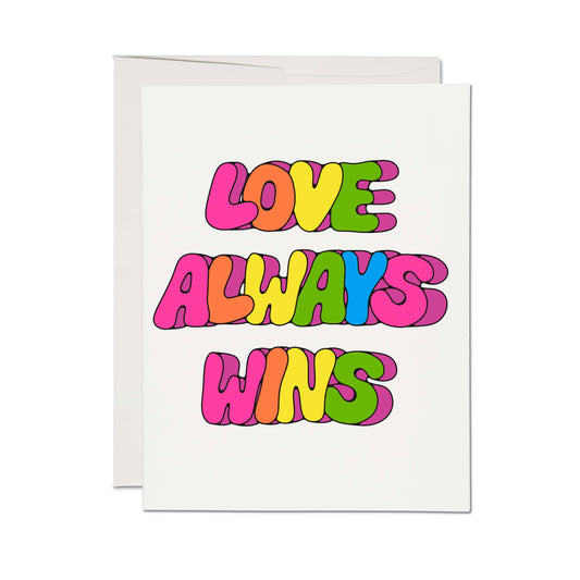 Red Cap Cards - Love Always Wins greeting card: Single