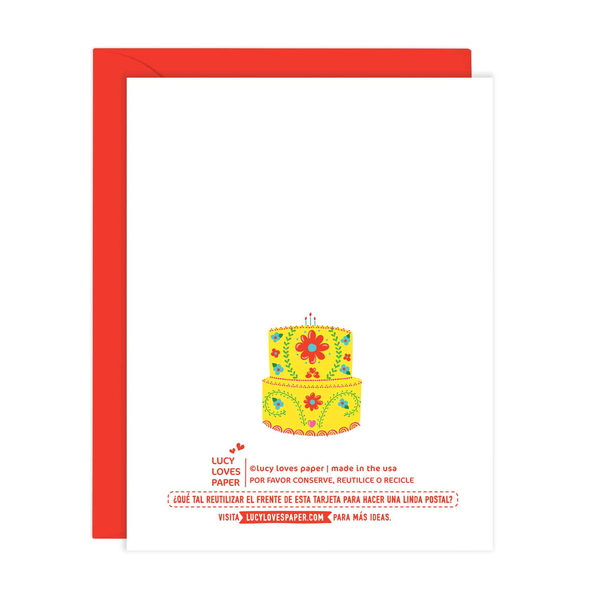 Lucy Loves Paper - Mexican Embroidery Cake - feliz cumpleaños Card (A2)