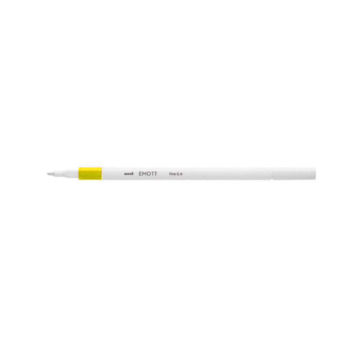 White pen with yellow cap on a white background